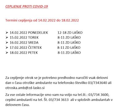 Testiranje in cepljenje v ZD Laško 1